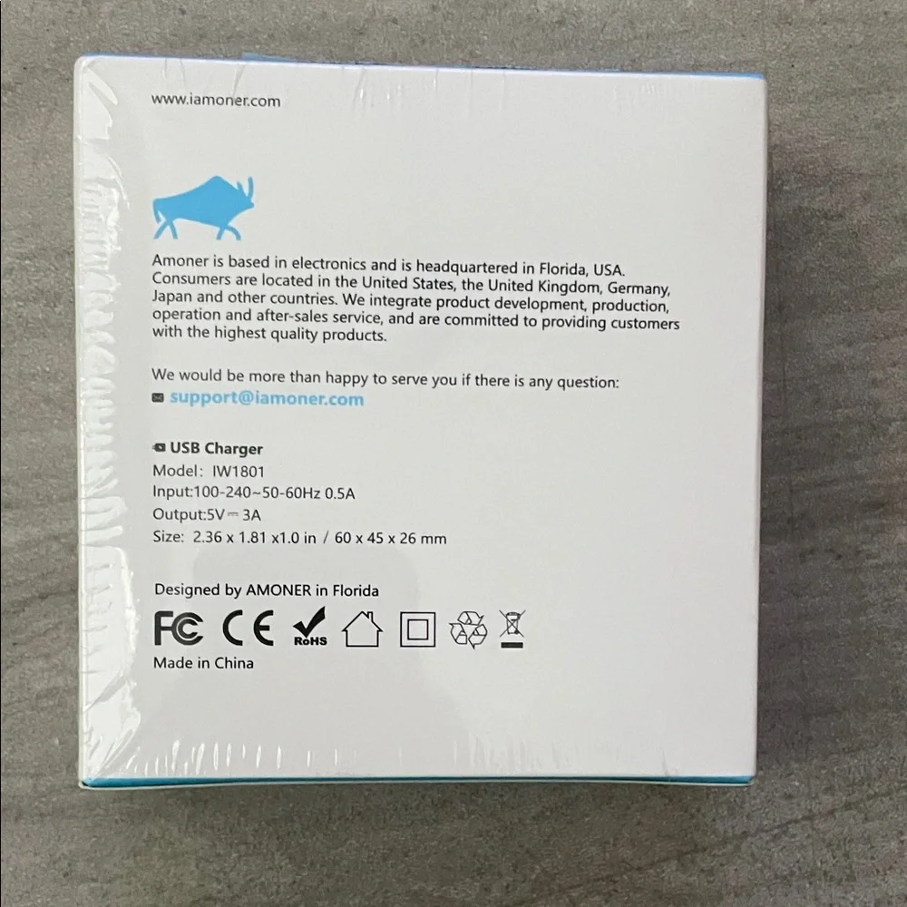Amoner wall charger 3 port charger sealed new